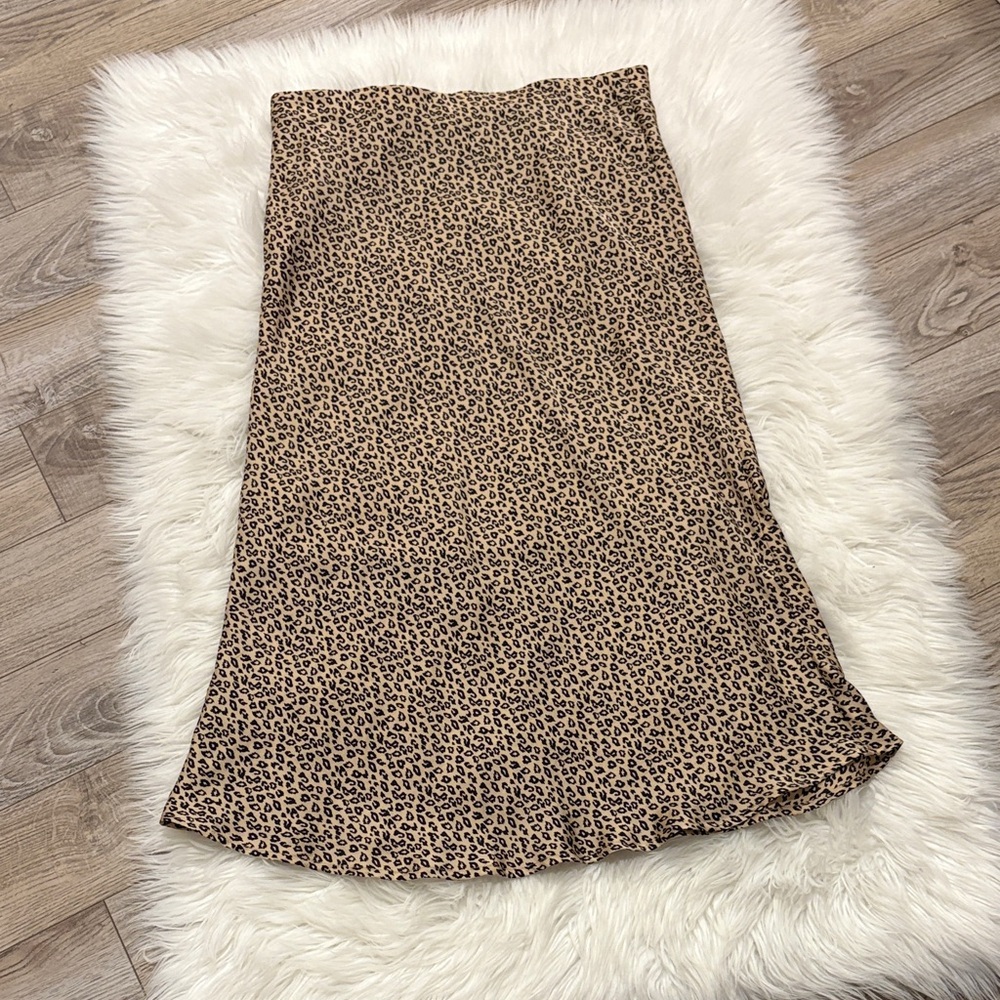 Leith Brown Leopard Print A-Line Skirt